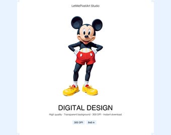 Mickey Mouse Digital Design | Disney PNG Design | High Resolution 300 DPI | Cute Cartoon Art