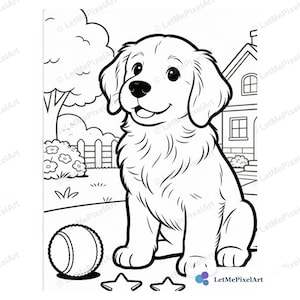Cute Puppy Coloring Pages for Kids, 20 Printable Dog Coloring Sheets, 300 DPI JPG Download