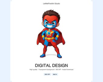 Superhero Digital Design | Colorful PNG Design | High Resolution 300 DPI | Instant Download