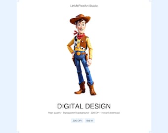 Woody Toy Story PNG Design | Cartoon Cowboy (Digital Download)