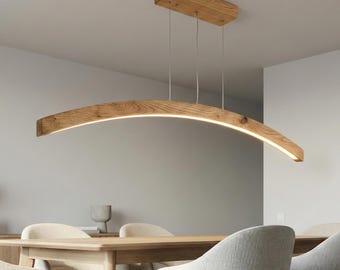 Lámpara de techo LED de madera curvada - Lámpara colgante de madera hecha a mano - Lámpara colgante para comedor, cocina o sala de estar