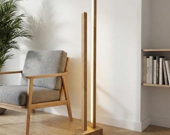 Handmade Oak LED Floor Lamp – Dimmable Minimalist Design