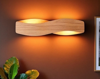 Hölzerne LED-Wandleuchten - Moderne minimalistische handgemachte Wandlampe, Massivholz, vertikal / horizontal - Wanddekor-Beleuchtung - Holzleuchte
