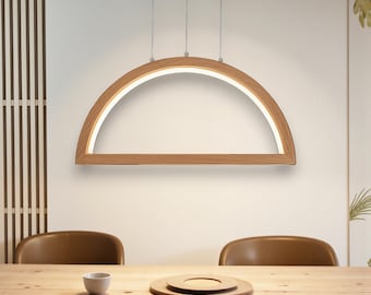 Handmade Oak LED Pendant Light – Minimalist Scandinavian Chandelier