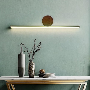 Modern Wood Metal LED Wall Light Minimalist Vanity or Picture Light Handmade Oak Sconce , Mirror or Wall Decor Gift -Custom Led Wall Sconce