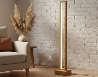 Lampada da terra in legno fatta a mano - Lampada da terra a LED minimalista in rovere - Lampada in legno moderna dimmerabile personalizzata per soggiorno, camera da letto e angolo lettura