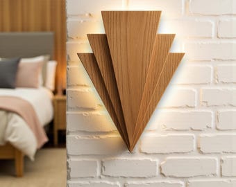 Handgemaakte massief eiken led-wandlamp – moderne art-decoverlichting