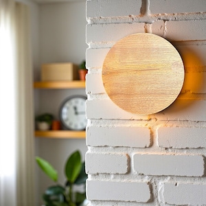 Round Wooden Wall Sconce – Custom Light Fixture – Warm Ambient Wall Lamp - Handmade Wall Lamp - Wall Art -Handmade Wooden Wall Lamp Sconce
