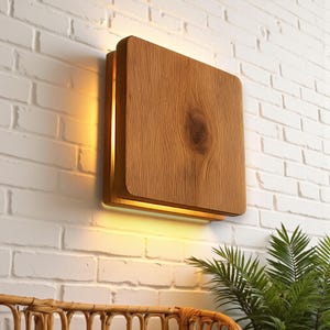 Square Wall Sconce - Handmade Wall Light - Wooden Light Fixture for Bedroom, Hallway, Living Room - Wall Art Lighting - Wall Decor Lighting