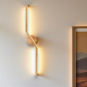 Zigzag Wood Wall Sconce – Handmade Wall Lamp  - Custom Wood Sconces - Minimalist Wall Light Fixture - Wall Art Lighting - Vertical Wall Lamp