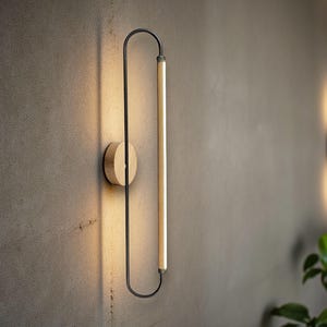 Vertical Wooden LED Wall Sconce – Minimalist Wall Light Fixture – Handmade Wood & Metal Wall Lamp – Indoor Ambient Lighting - Custom Sconce
