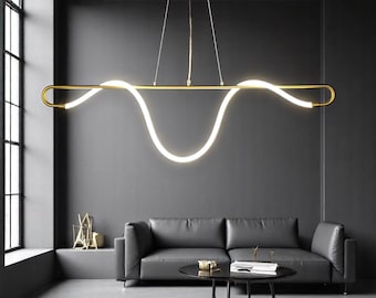Gold LED Wave Chandelier - Dimmbare moderne Pendelleuchte