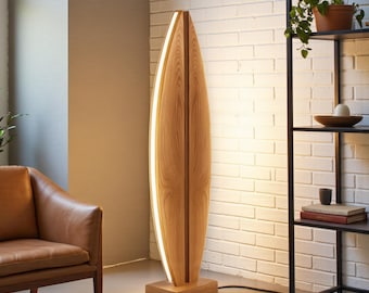 Handmade Oak LED Floor Lamp – Dimmable Minimalist Standing Light