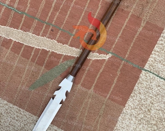 Handmade Carbon Steel Hunting Spear: Rosewood Handle, Protective Sheath