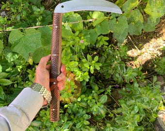 Handmade D2 Tool Steel Kama Knife: Rosewood Handle, File Work