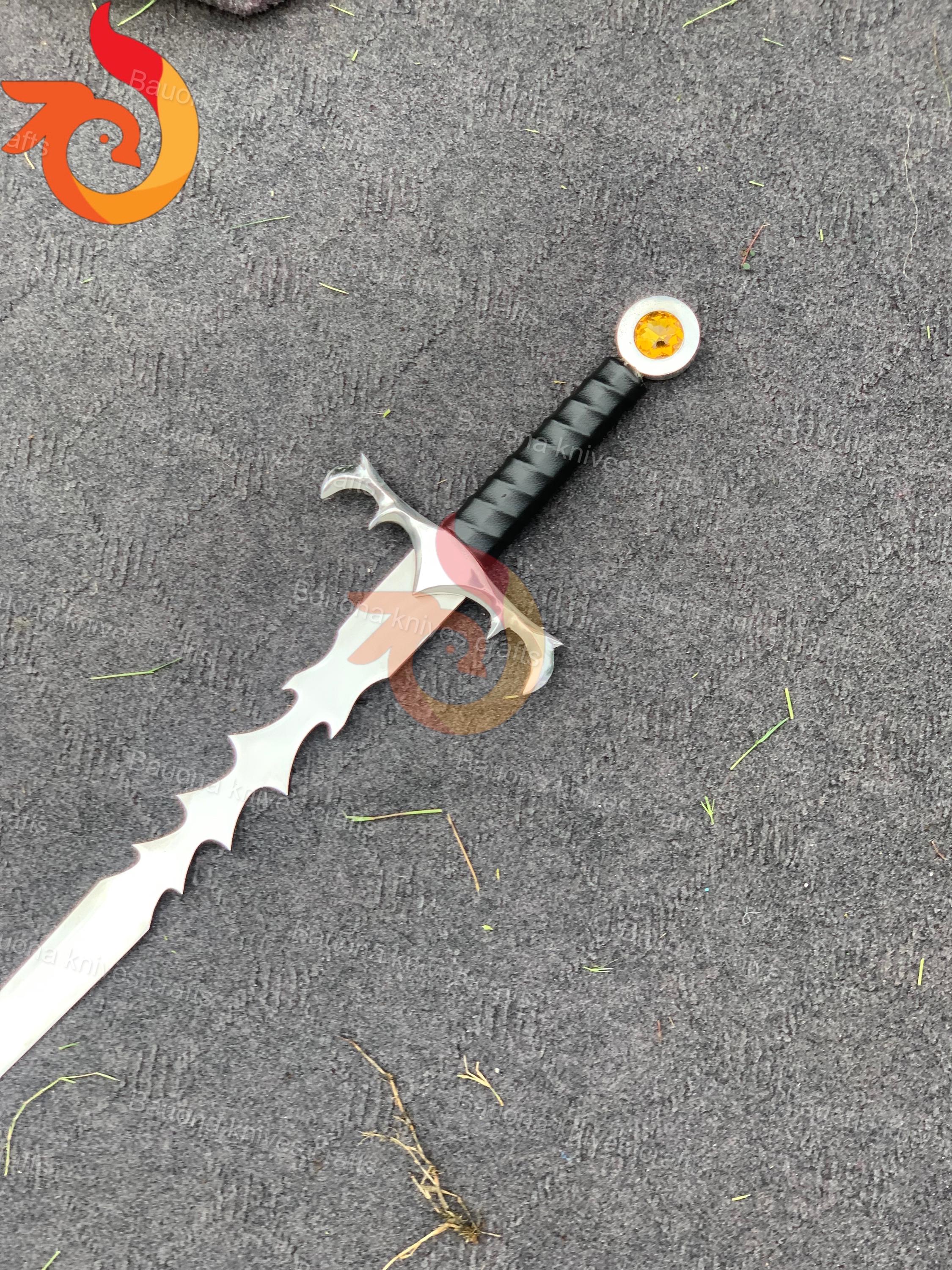 Handcrafted Fantasy Sword With Spiked Guard | Decorative Collectible ...
