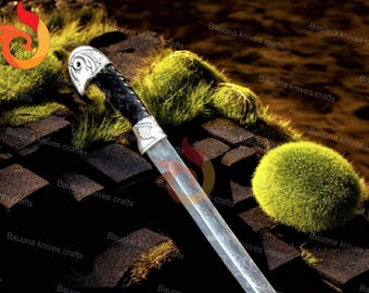 Handmade Damascus Steel Shashka Sword: 1881 Cavalry Replica with Sheath