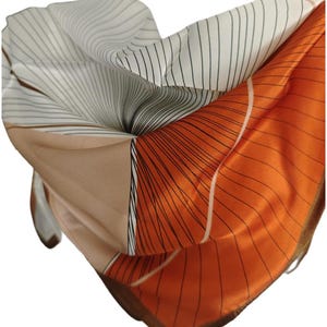 Women&#39;s Natural Silk Scarf - 100% Mulberry Silk Square - Geometric Abstract Pattern Scarf - Chic Accessory Ideal Gift (65X65cm)