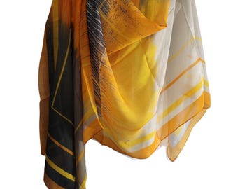100% Mulberry Silk Long Scarf – Customizable from 1 piece – Natural Silk – Lightweight Printed Scarf – 65x180 cm – Elegant Gift for Women