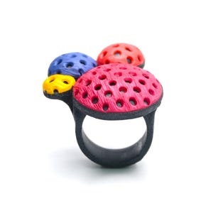 Polka Dots Ring, Handmade Polymer Clay Jewelry, Unique Technique, Lightweight and Artistic, Creative Ring, Perfect Gift for Events