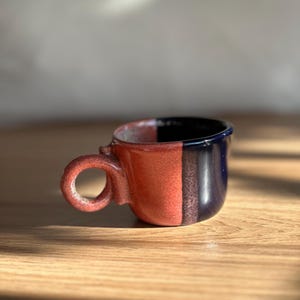 Unique espresso cup blue pink / Coffee mug / Ceramic mug / gift for her / glazed / ceramics / Minimalistic / Handbuilt pottery /Handmade