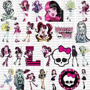 Imágenes prediseñadas de muñecas monstruo, imágenes PNG de muñecas monstruo, cumpleaños de muñecas monstruo, papel de muñecas monstruo, imágenes prediseñadas de muñecas, muñecas Monster High, descarga digital