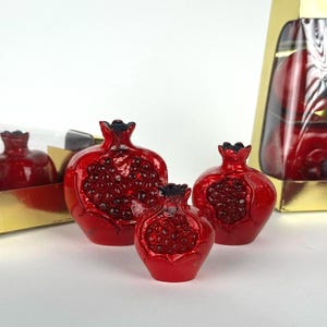 3 Size Handmade Ceramic Pomegranate Set - Red Decorative Pomegranate for Home Decor