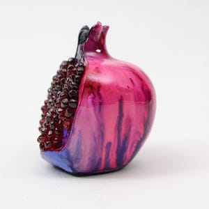 Handmade Ceramic Pomegranate  - Purple Decorative Pomegranate for Home Decor, Symbol of Prosperity and Abundance - Unique Gift Idea