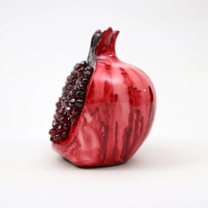 Handmade Ceramic Pomegranate  - Red Decorative Pomegranate for Home Decor, Symbol of Prosperity and Abundance - Unique Gift Idea