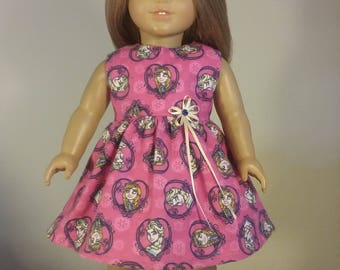 Handmade 18 Inch Doll Dress: Pink Frozen Print, Fits American Girl