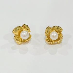 Gold Pearl Stud Earrings | Freshwater Pearl Earrings | Classic Jewelry Gift for Women
