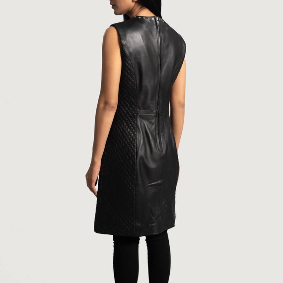 black leather panel dress Women's Shape Black Faux Leather Ruched Panel Mini Dress