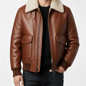 Herren Lammfell Lederjacke mit Fell gefüttert - Für Winter