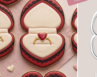 Ring Box Cookie Cutter STL - 8x Files for 3D Printing (+PNG Clipart image)