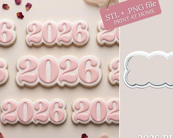 Emporte pièce 2026 - Fichier STL pour impression 3D - Téléchargement immédiat (+ Image .PNG pour Eddie)