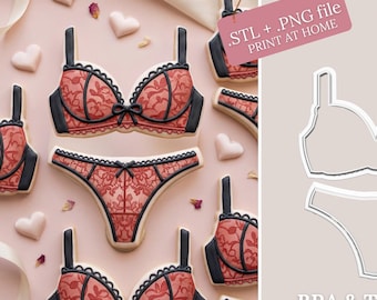 Tagliabiscotti per reggiseno e perizoma STL - File digitali per stampa 3D - 7 dimensioni (+immagine PNG)