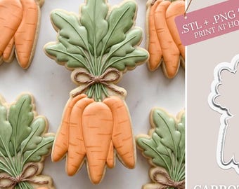 Tagliabiscotti a forma di mazzo di carote STL (7 misure) File digitale - Download immediato