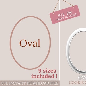 Oval Shape Cookie Cutter STL - x9 Files Instant Download for 3D printing