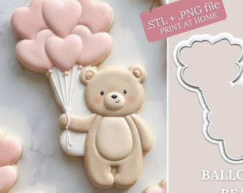 Valentine Balloons Bear - STL File Instant Download for 3D printing (+ Image .PNG for Eddie)