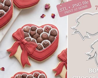 Chocolate Box with Bow Cookie Cutter STL (7 sizes) Digital File - Instant Download