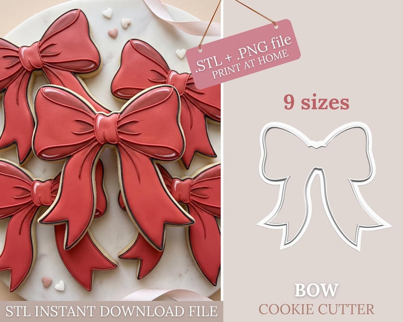 Bow Cookie Cutter - 9x STL Files Instant Download for 3D Printing ...