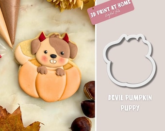Devil Pumpkin Puppy Cookie Cutter - STL File Instant Download for 3D printing