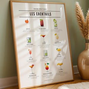 Affiche "Guide Pratique : Les Cocktails" – Décoration Cuisine & Bar