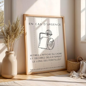 Affiche WC En cas d'urgence en français - Affiche toilette drôle pour airbnb bar restaurant - Idée cadeau noël afbeelding 9
