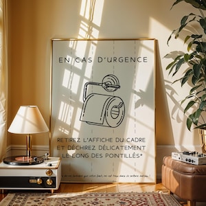 Affiche WC En cas d'urgence en français - Affiche toilette drôle pour airbnb bar restaurant - Idée cadeau noël afbeelding 4