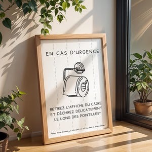 Affiche WC En cas d'urgence en français - Affiche toilette drôle pour airbnb bar restaurant - Idée cadeau noël afbeelding 6