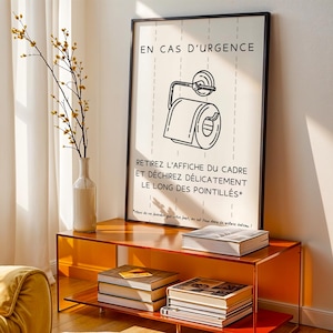 Affiche WC En cas d'urgence en français - Affiche toilette drôle pour airbnb bar restaurant - Idée cadeau noël afbeelding 2