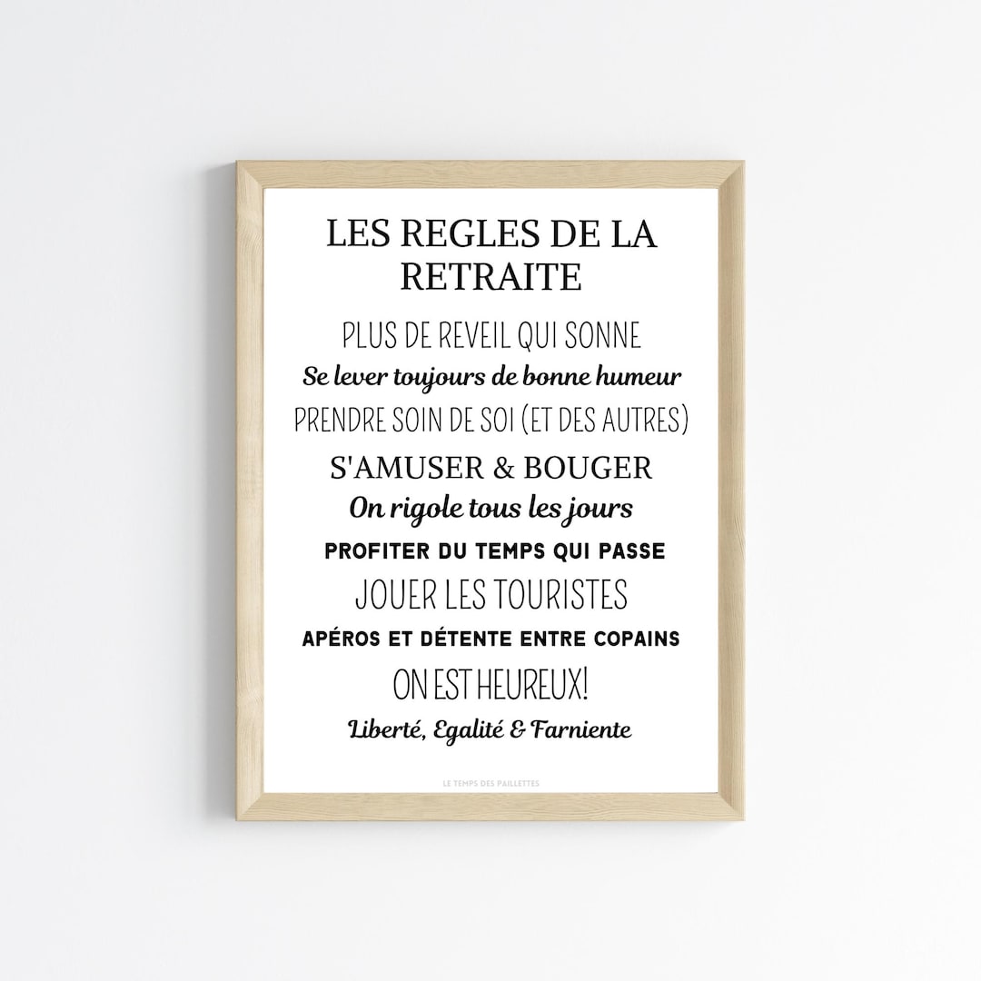 Affiche Retraite à Imprimer - Les Règles de la Retraite - Cadeau ...