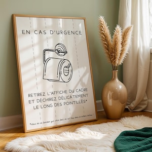 Affiche WC En cas d'urgence en français - Affiche toilette drôle pour airbnb bar restaurant - Idée cadeau noël afbeelding 7