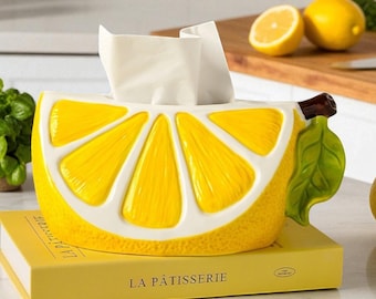Handmade Ceramic Tissue Holder – Vibrant Orange/Lemon Slice Design – Colorful, Original, and Full of Life for Home & Kitchen